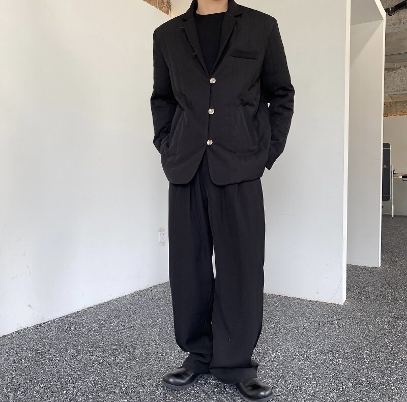冬季中式西服棉衣复古绗缝棉立领简约冷淡风男女棉袄外套191P145,男装棉衣,星座901-1（原C217）