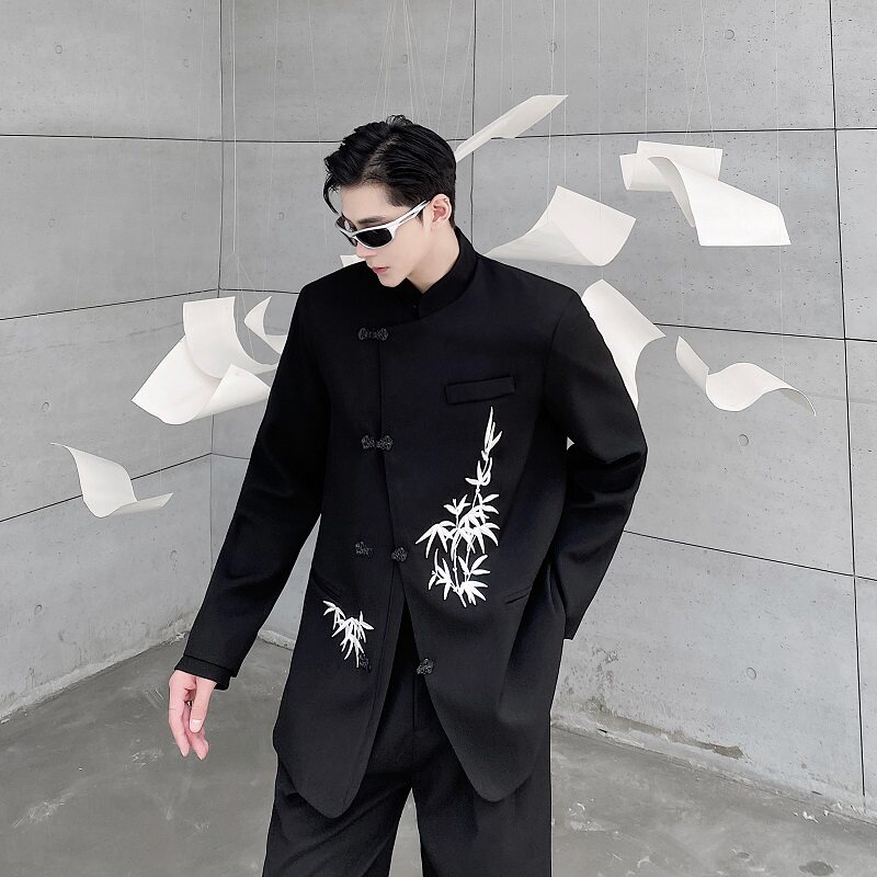 秋季个性改良中式立领西服刺绣男女外套潮流复古金属盘扣122P140,男装西服,星座901-1（原C217）