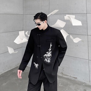 秋季个性改良中式立领西服刺绣男女外套潮流复古金属盘扣122P140图片