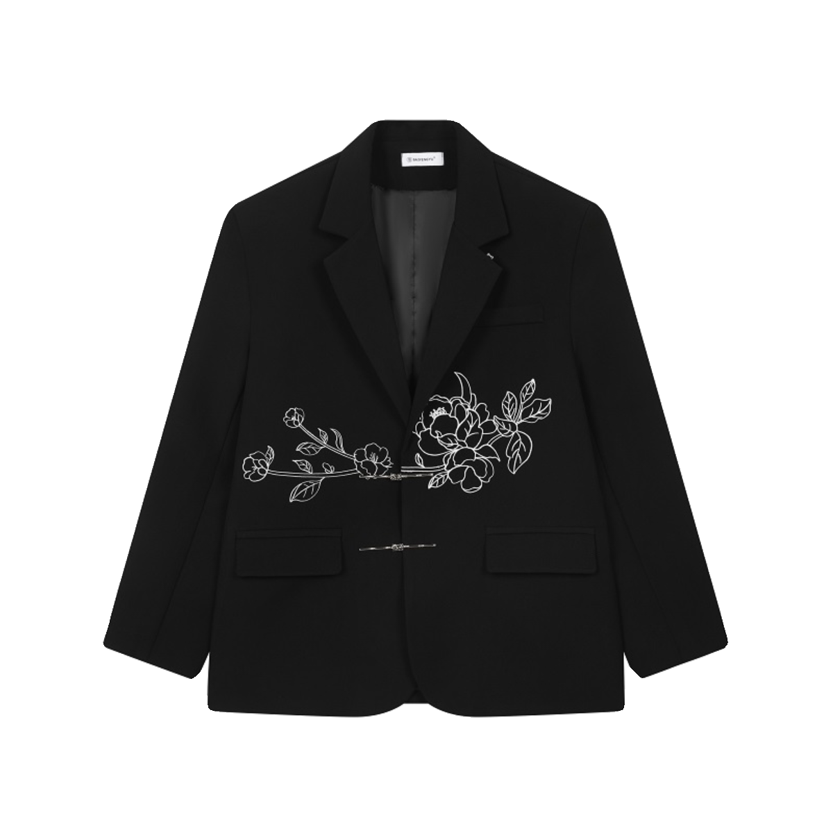 春季新中式山茶花刺绣垫肩阔型男女休闲西服复古潮流外套205P150,男装西服,星座901-1（原C217）