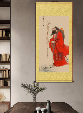 一苇渡江图达摩祖师挂画