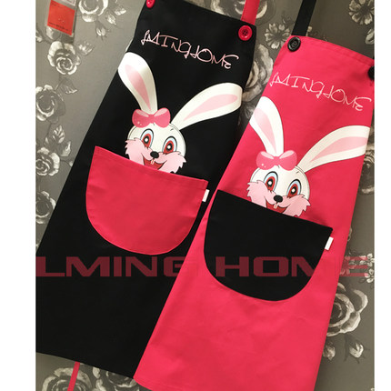 LMINGHOME品牌围裙可爱卡通兔系带围裙外贸韩版时尚家居店服包邮