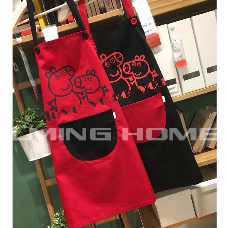 LMINGHOME品牌情侣男女围裙爱LOVEYOU卡通猪家居婚礼店服礼品包邮-封面