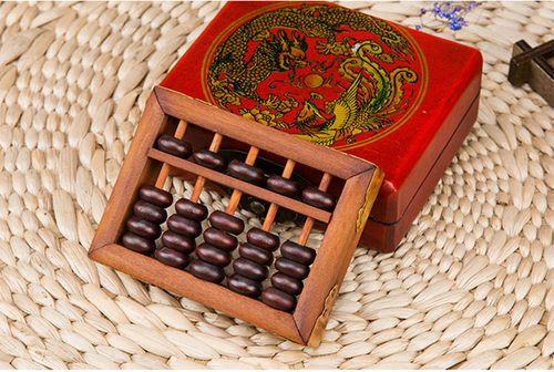 老式实木算盘学生5-Speed Abacus 5-Speed 5-Bead精制紧凑和精致