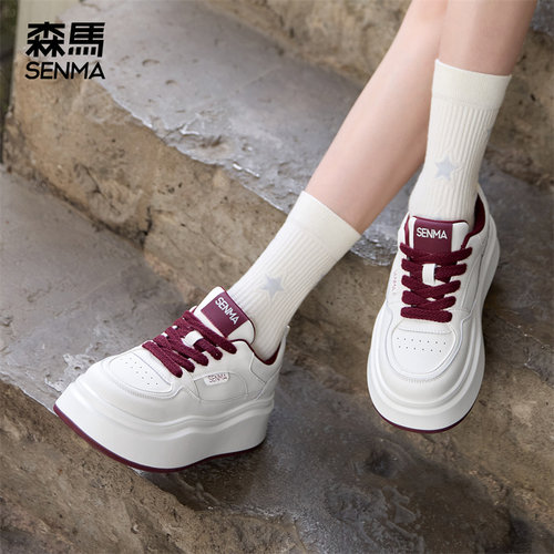森马厚底板鞋女运动休闲小白鞋