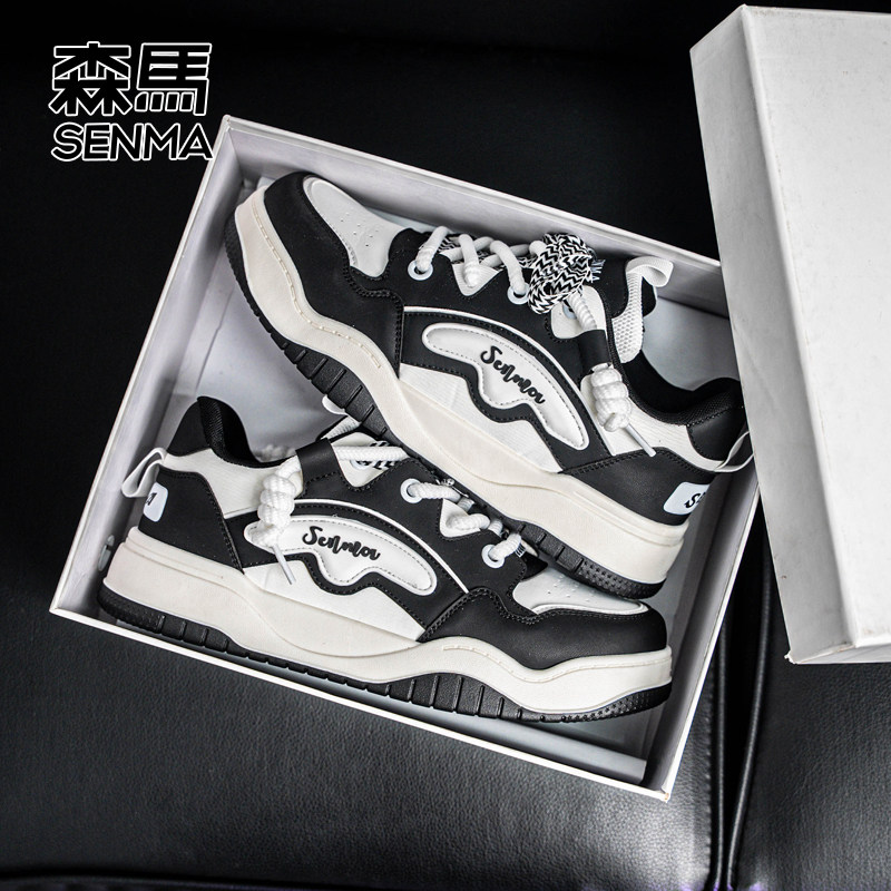 森马板鞋男青少年2026新款今年流行爆款春季厚底增高圆头休闲鞋子