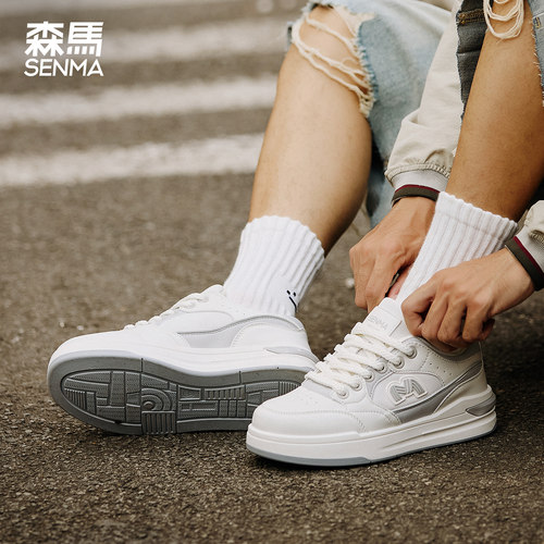 森马厚底板鞋男网面透气