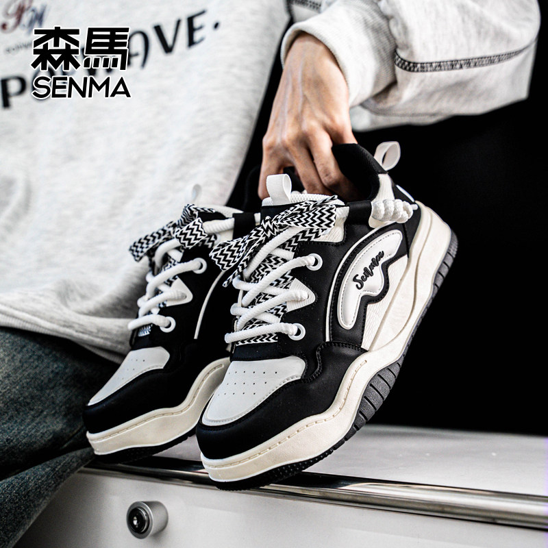 森马板鞋男青少年2026新款今年流行爆款春季厚底增高圆头休闲鞋子