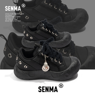 森马厚底鞋女2026年超火的鞋子新款百搭大头鞋小个子休闲黑色鞋子