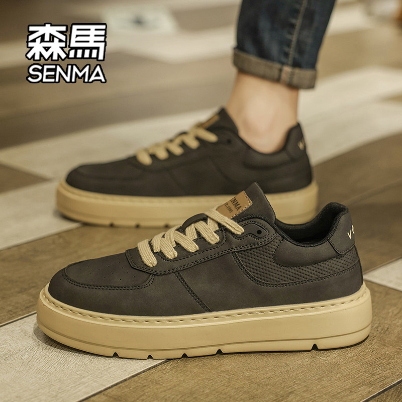 森马男鞋2026新款冬季潮牌复古休闲皮鞋子男款厚底男士运动板鞋W