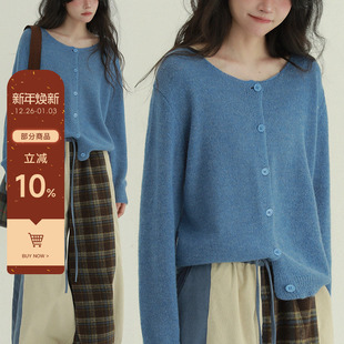 稀有RARE 文艺复古休闲宽松百搭舒适简约毛衣上衣女 糖果色针织衫