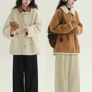 稀有RARE 重工饰边皮毛一体翻领外套高级感秋冬保暖小个子厚外套