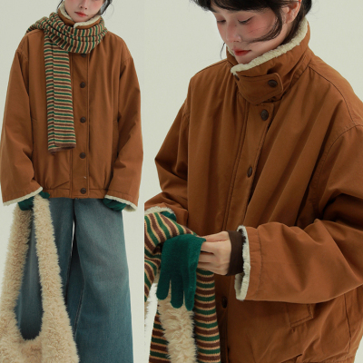 稀有RARE“篝火”毛绒工装夹克秋冬复古文艺休闲简约百搭保暖外套