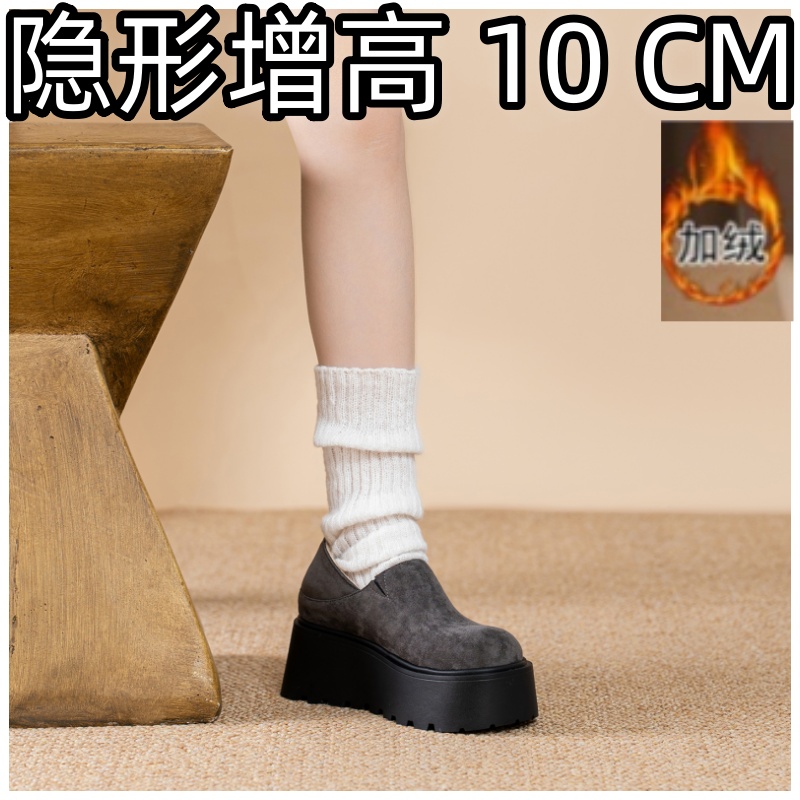 加绒内增高10cm小个子勃肯鞋厚底