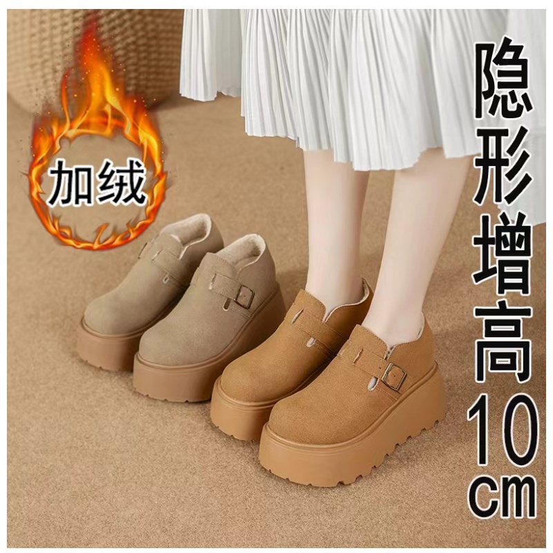加绒内增高勃肯鞋女10cm小个子33