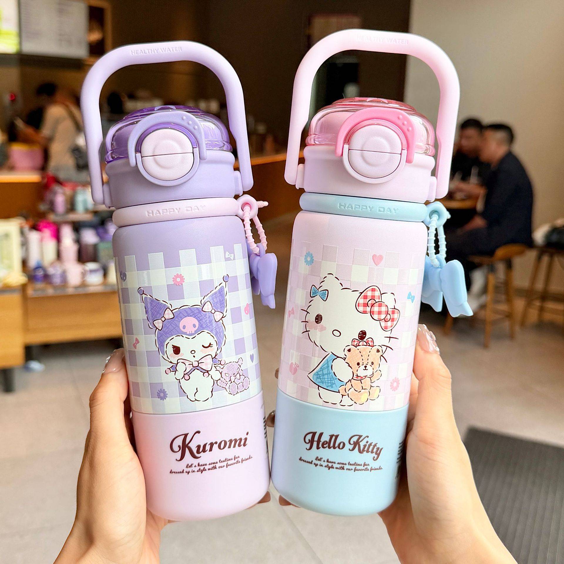 Hellokitty女生高颜值保温杯可爱学生水杯子316不锈钢儿童吸管杯