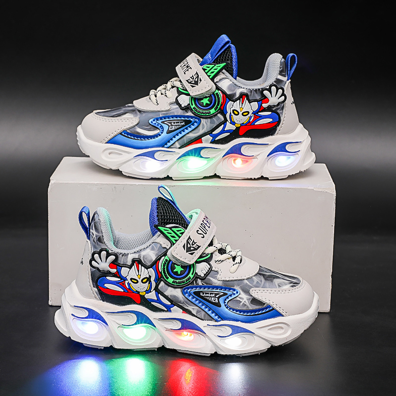 儿童奥特曼发光鞋2-8岁3防滑软底