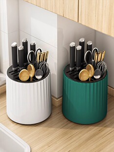 厨房旋转刀架置物架家用台面筷子笼多功能菜刀筷筒刀具一体收纳盒