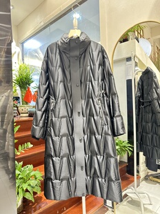 冬装女2025年新款版型好看的黑色加厚中长款白鹅绒羽绒服外套大衣