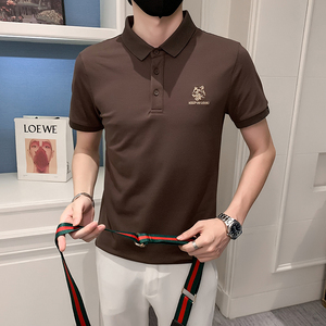 2024夏装男刺绣虎头POLO社会小伙短袖潮男POLO衫D326-1 6801 P45图片