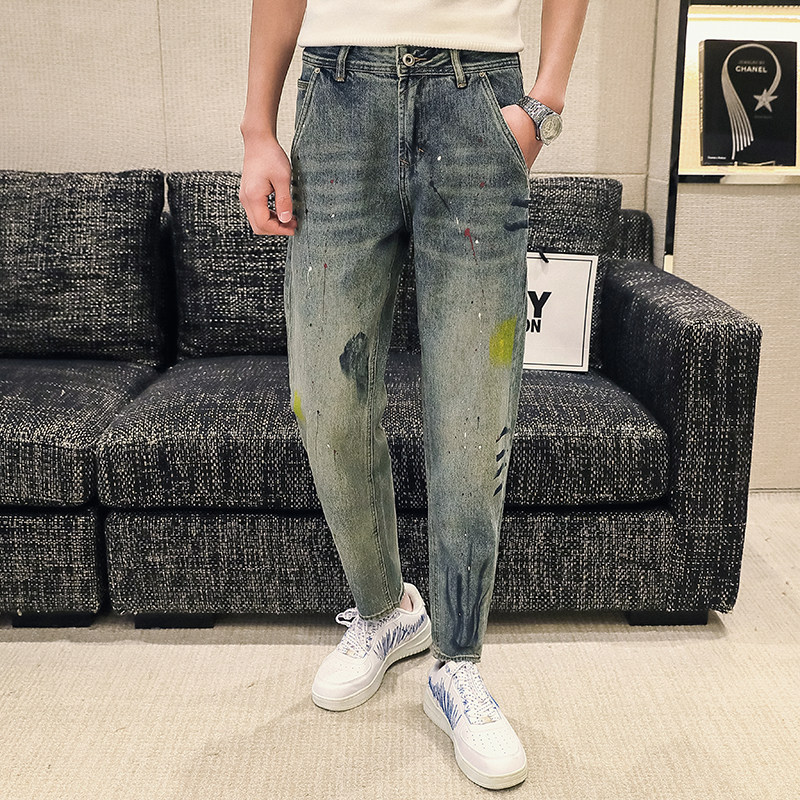 高品质2024春夏微哈伦直筒牛仔裤休闲男装九分裤D326-15777P85,男装牛仔裤,星座1101