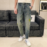高品质2024春夏微哈伦直筒牛仔裤休闲男装九分裤D326-15777P85，男装牛仔裤，星座1101