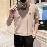 2024春夏男打底衫短袖上衣POLO衫抖音刺绣男D326-16886P55，男装T恤，星座1101