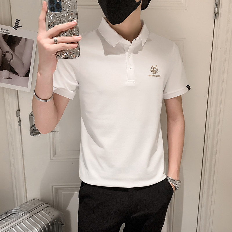 2024夏装男刺绣虎头POLO社会小伙短袖潮男POLO衫D326-16801P45,男装Polo衫,星座1101