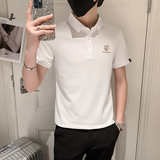 2024夏装男刺绣虎头POLO社会小伙短袖潮男POLO衫D326-16801P45，男装Polo衫，星座1101