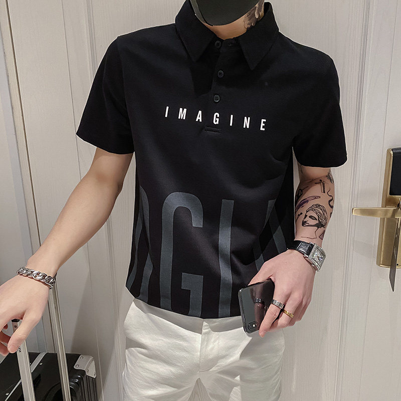 2022印花夏精神小伙短袖POLO衫社会青年上衣D326-16669P48,男装Polo衫,星座1101