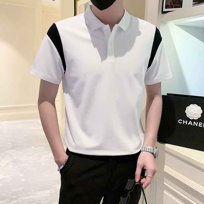 2024春夏男打底衫短袖上衣POLO衫抖音拼接男D326-16818P48,男装T恤,星座1101