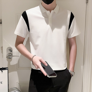 2024春夏男打底衫短袖上衣POLO衫抖音拼接男 D326-1 6818 P48图片