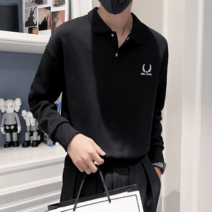 秋装新款社会风翻领POLO卫衣上衣男直播D326-1 8152 P78控108图片