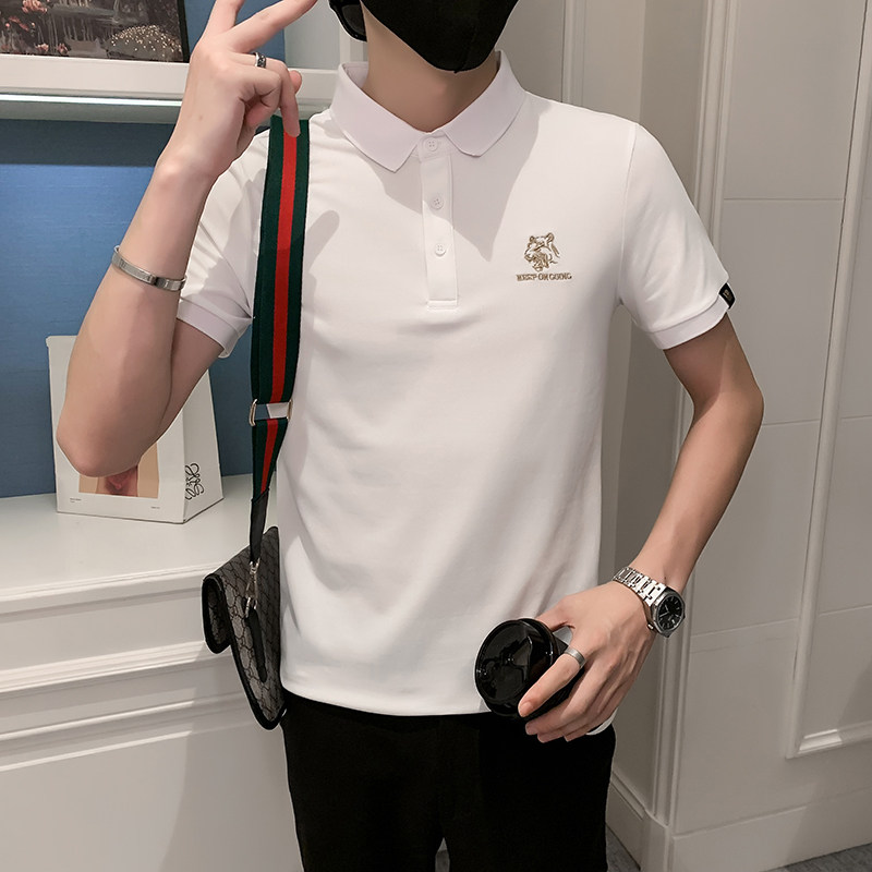 2024夏装男刺绣虎头POLO社会小伙短袖潮男POLO衫D326-1 6801 P45图片
