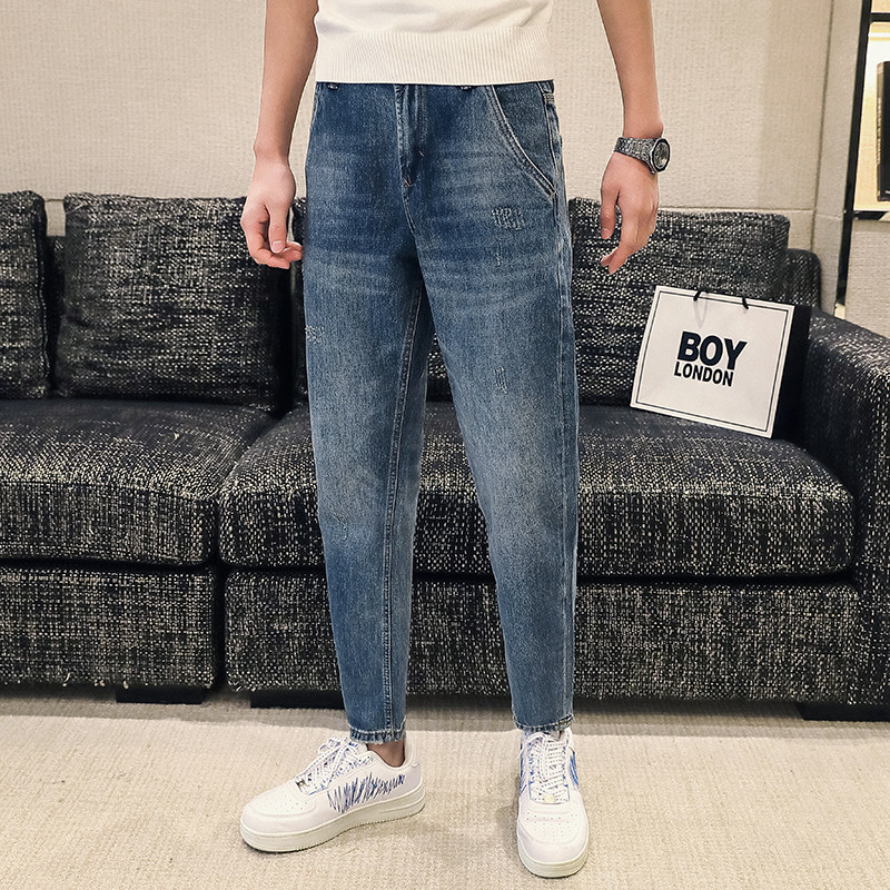 高品质2024春夏微哈伦直筒牛仔裤休闲男装九分裤D326-15733P85,男装牛仔裤,星座1101