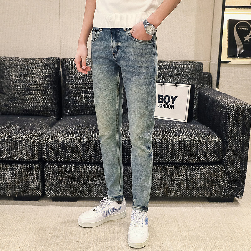 高品质2024春夏微哈伦直筒牛仔裤休闲男装九分裤D326-10308P85,男装牛仔裤,星座1101