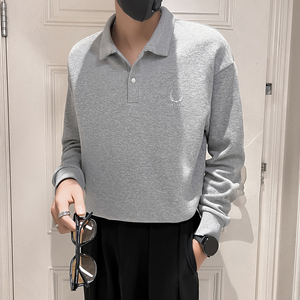秋装新款社会风翻领POLO卫衣上衣男直播D326-1 8152 P78控108图片