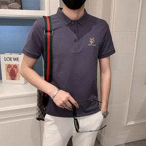 2024夏装男刺绣虎头POLO社会小伙短袖潮男POLO衫D326-1 6801 P45图片