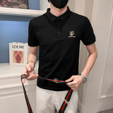 2024夏装男刺绣虎头POLO社会小伙短袖潮男POLO衫D326-16801P45，男装Polo衫，星座1101