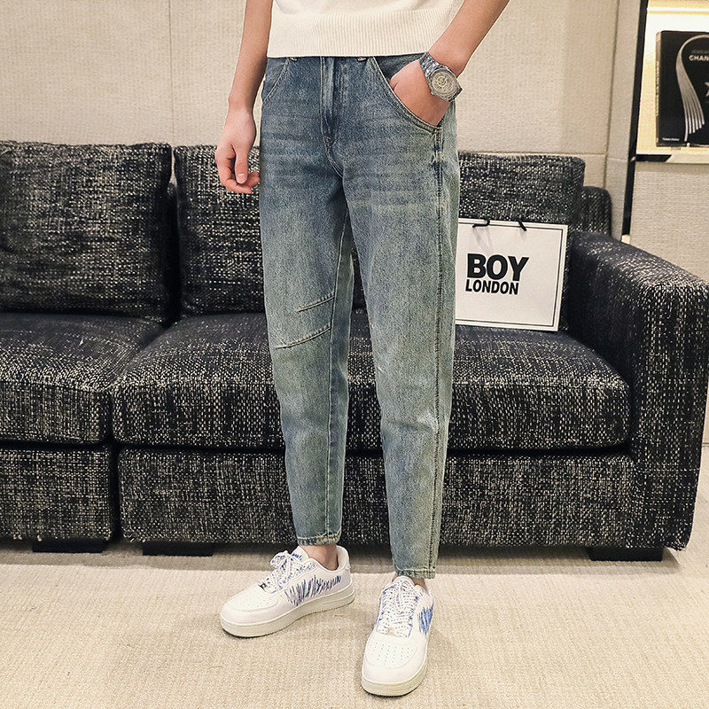 高品质2024春夏微哈伦直筒牛仔裤休闲男装九分裤D326-15796P85,男装牛仔裤,星座1101
