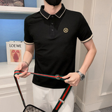 2023夏装男刺绣虎头POLO社会小伙短袖潮男POLO衫D326-16803P55，男装Polo衫，星座1101
