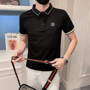 2023夏装男刺绣虎头POLO社会小伙短袖潮男POLO衫D326-1 6803 P55图片