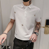 2023刺绣熊夏季精神小伙短袖POLO衫社会青年上衣D326-16659P48，男装T恤，星座1101