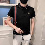 2024夏装男刺绣虎头POLO社会小伙短袖潮男POLO衫D326-16803P55，男装Polo衫，星座1101
