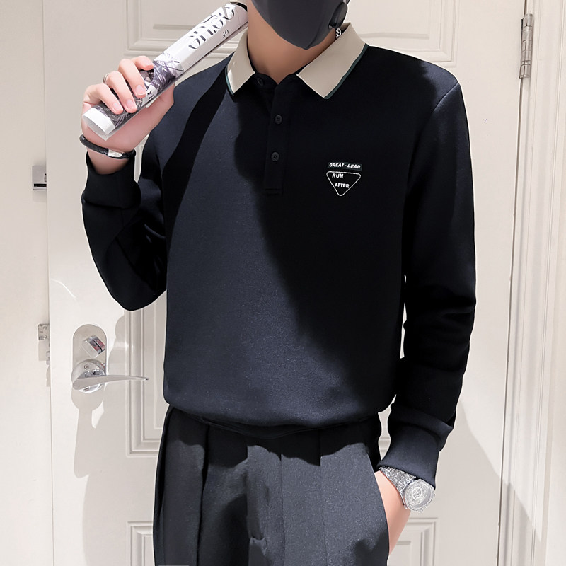 2024秋冬男新款韩版刺绣上衣打底衫青少年卫衣D326-18111P68控98,男装卫衣,星座1101