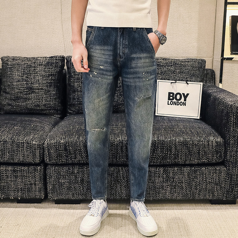 高品质2024春夏微哈伦直筒牛仔裤休闲男装九分裤D326-1 5713 P85图片