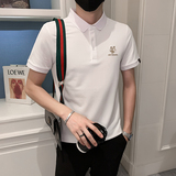 2024夏装男刺绣虎头POLO社会小伙短袖潮男POLO衫D326-16801P45，男装Polo衫，星座1101