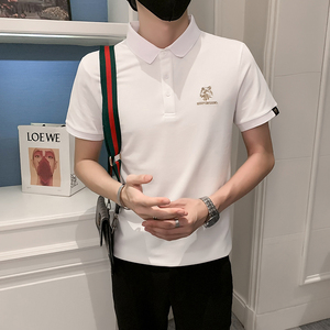 2024夏装男刺绣虎头POLO社会小伙短袖潮男POLO衫D326-1 6801 P45图片