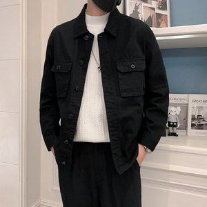 秋冬水洗牛仔外套夹克抖音直播高品质男上衣D326-1 BK007P135图片