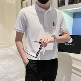 2024春夏男打底衫短袖上衣POLO衫抖音刺绣男D326-16886P55，男装T恤，星座1101